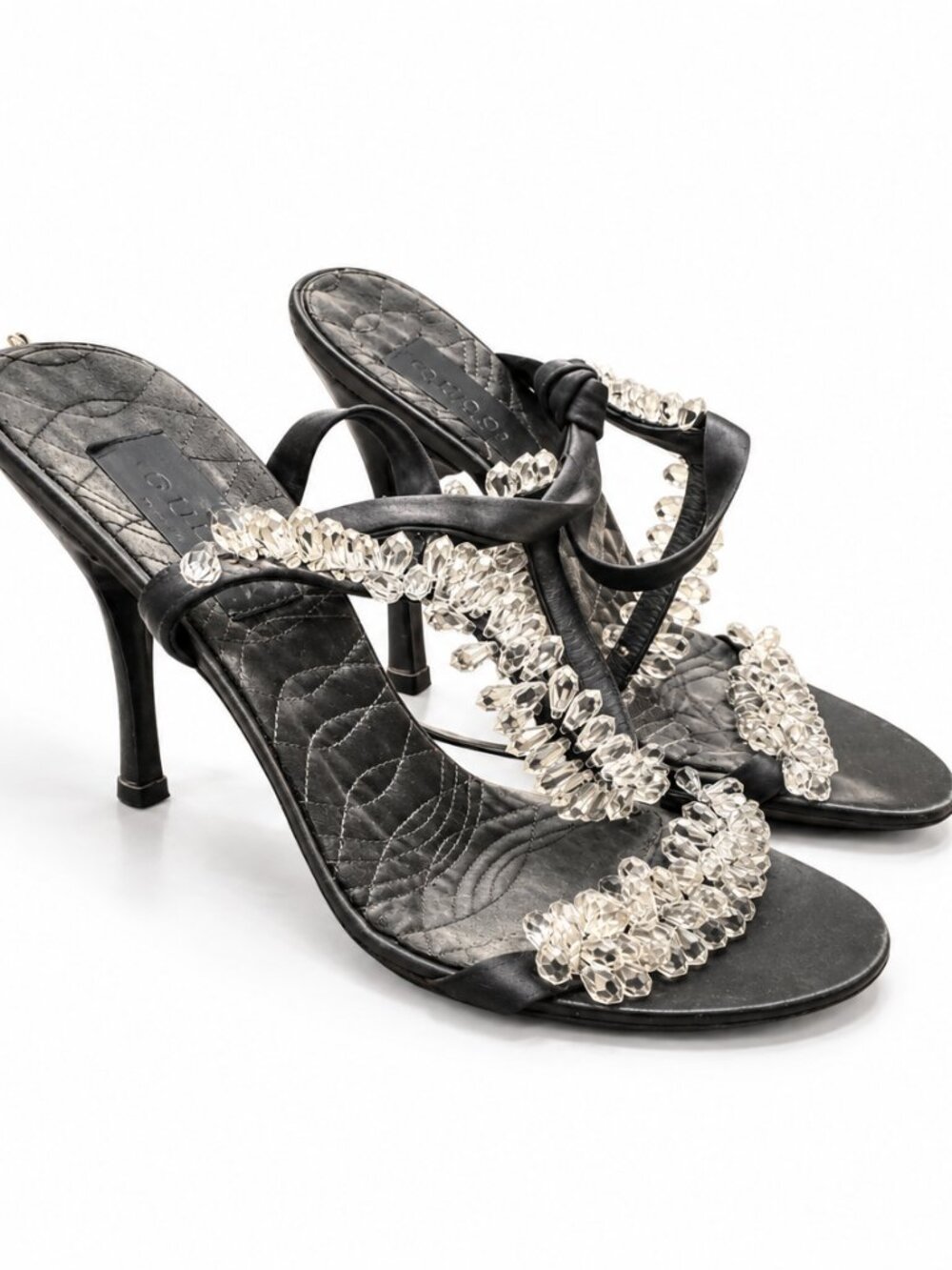 Vintage Gucci Tom Ford Crystal Embellished Strappy Stiletto Sandals US SIZE 7